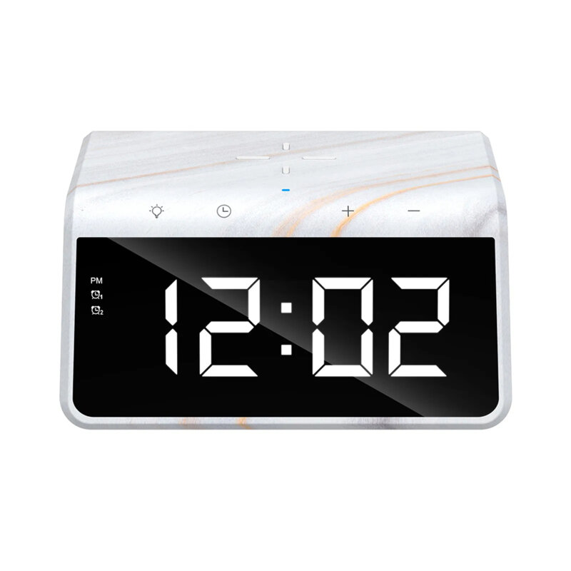 Incarcator wireless cu ceas digital 15W Havit W320, marble