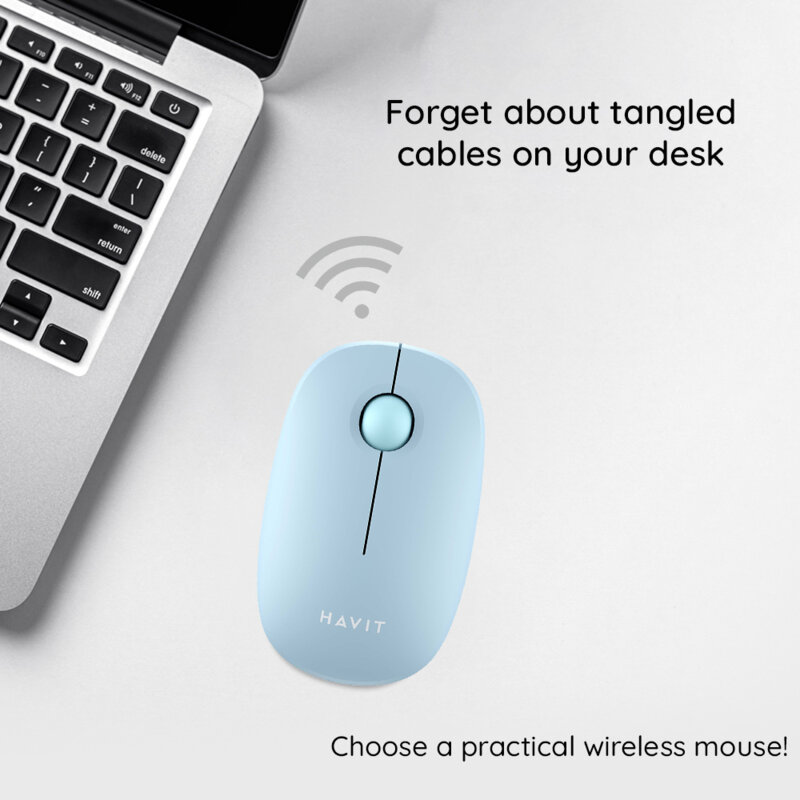 Mouse wireless cu bila 2.4GHz, 1600DPI Havit MS57GT, roz