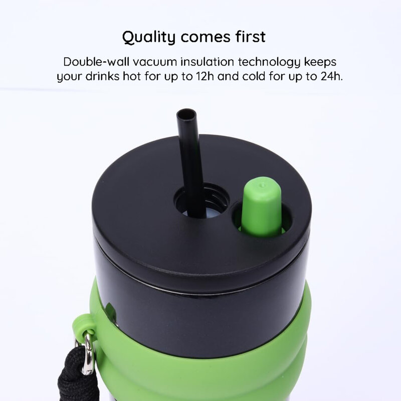 Pahar termos mare cafea cu pai Techsuit THM7, 710ml, roz