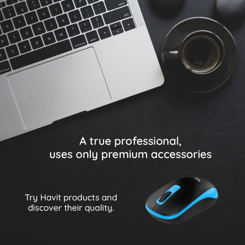 Mouse wireless pentru laptop 1200 DPI Havit MS626GT, negru / albastru