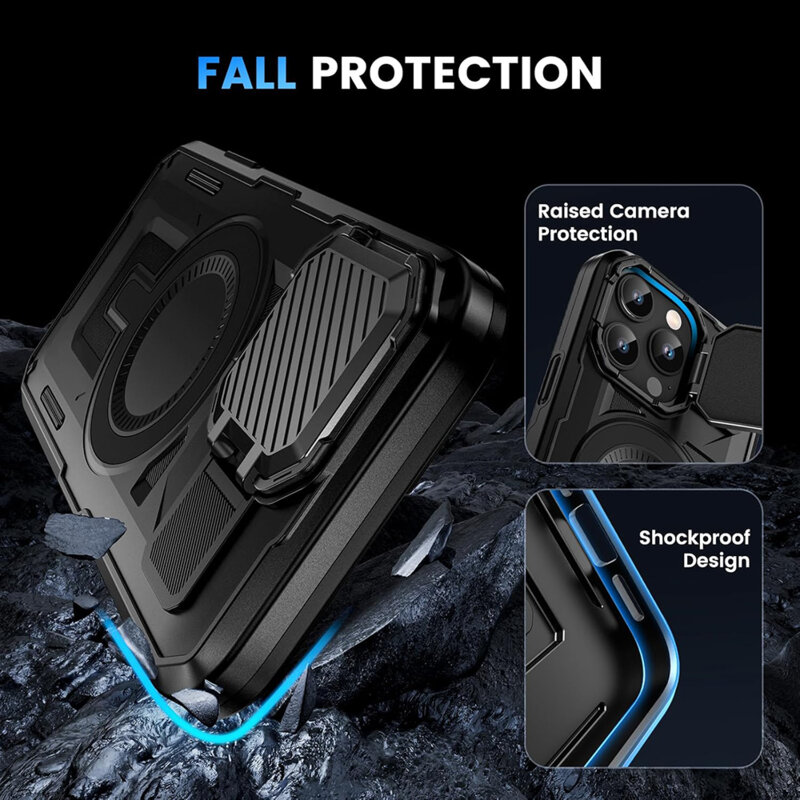 Husa iPhone 15 Pro protectie camera Techsuit CamVault MagSafe, negru