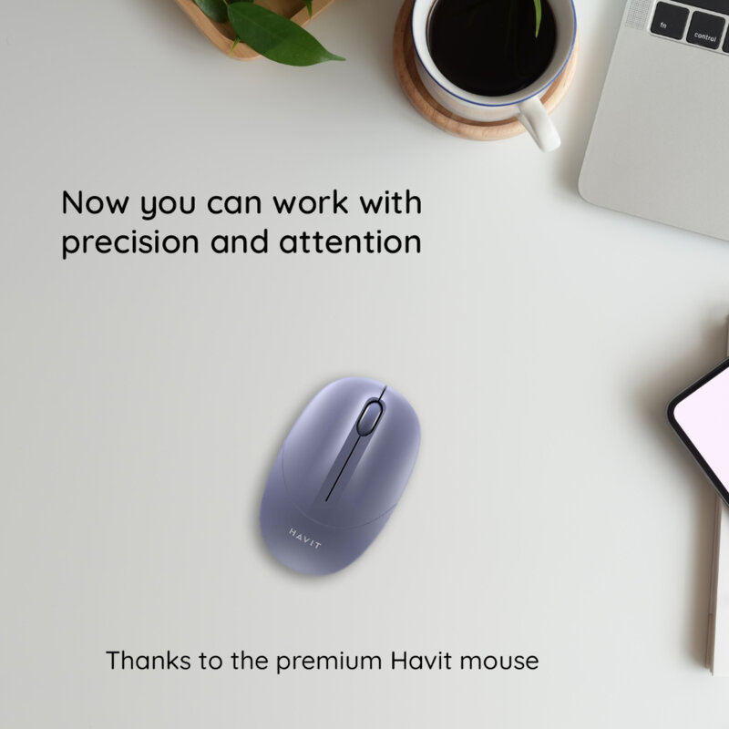 Mouse wireless 2.4GHz, 1600 DPI pentru laptop Havit MS54GT