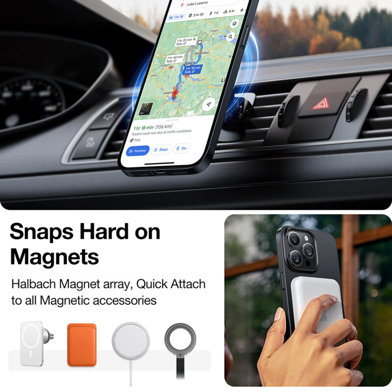 Husa iPhone 15 Pro Torras OriginFit-Mag Series, negru