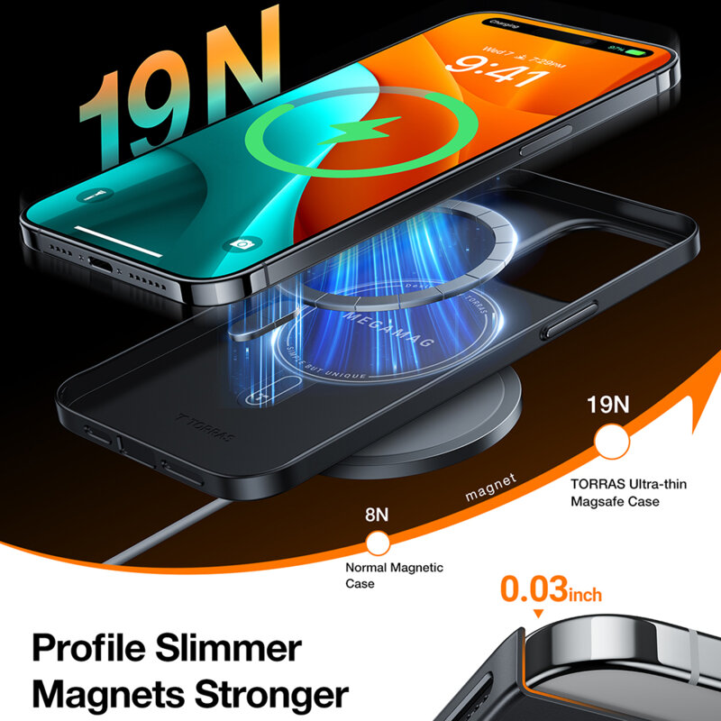 Husa iPhone 15 Pro Torras OriginFit-Mag Series, negru