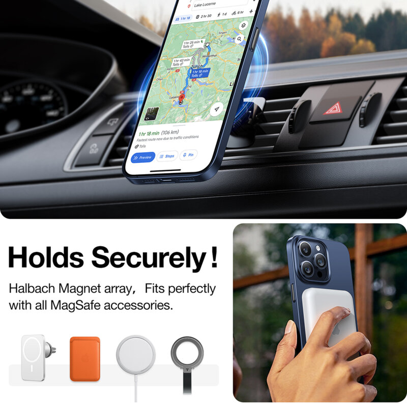 Husa iPhone 15 Pro Max Torras OriginFit-Mag Series, albastru