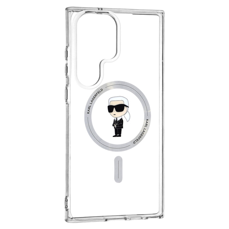 Husa Samsung Galaxy S23 Ultra Karl Lagerfeld IML MagSafe, Ikonik, transparent. KLHMS23LHFCKNOT