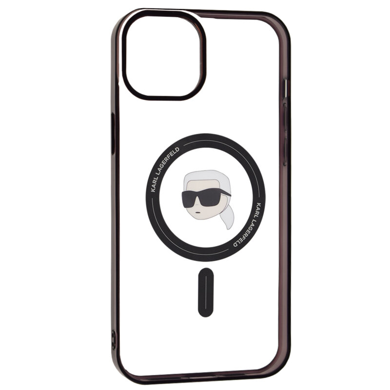 Husa iPhone 15 Plus Karl Lagerfeld IML MagSafe, Karl`s Head, transparenta, KLHMP15MHKHNOTK