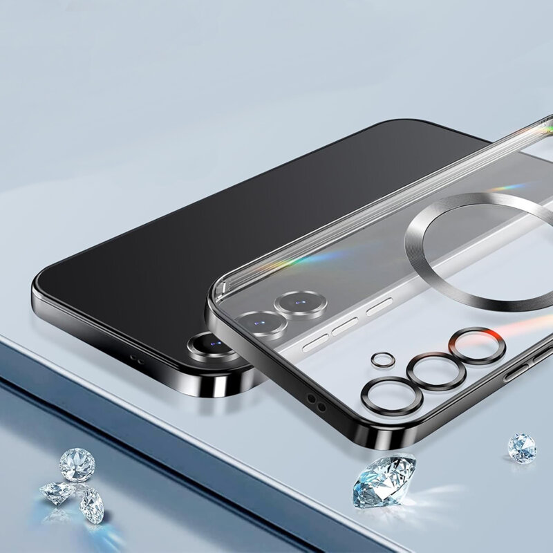 Husa premium Samsung Galaxy S25 Techsuit Luxury Crystal MagSafe, verde deschis