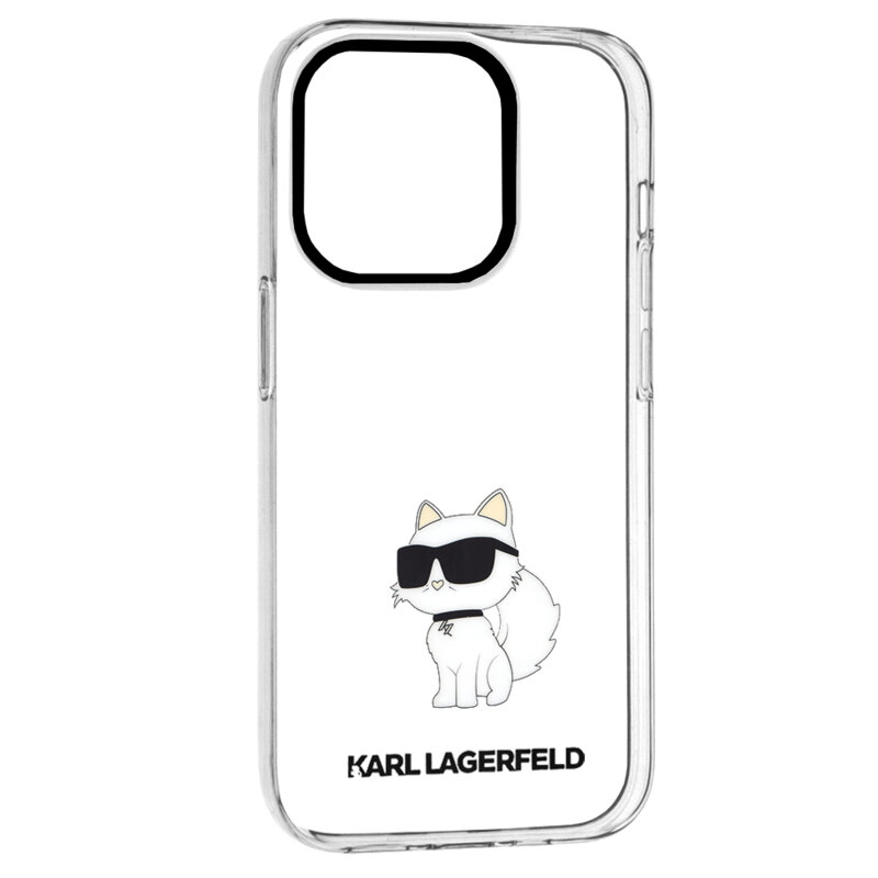 Husa iPhone 14 Pro Karl Lagerfeld Hardcase Transparent, Ikonik Choupette, KLHCP14LHNCHTCT