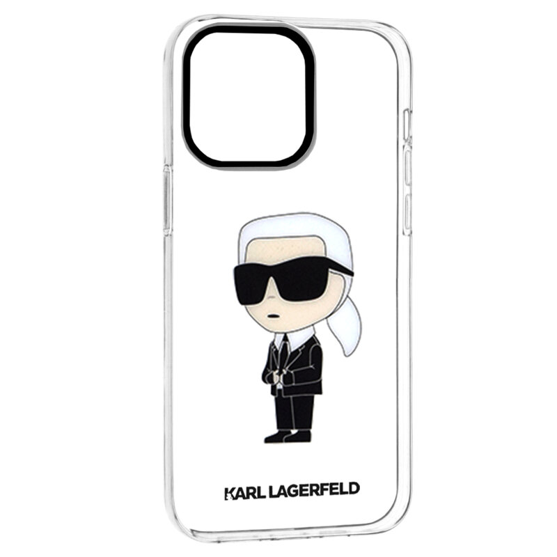 Husa iPhone 14 Pro Max Karl Lagerfeld Hardcase Transparent, Ikonik Karl Lagerfeld, KLHCP14XHNIKTCT
