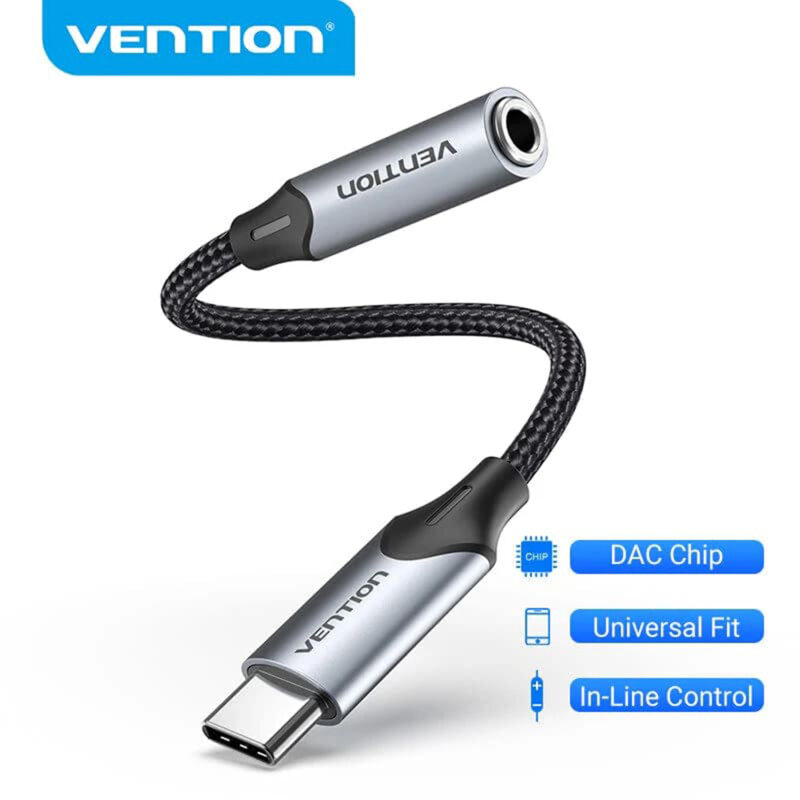 Adaptor audio Jack la Type-C, cu DAC Vention BGMHA, gri