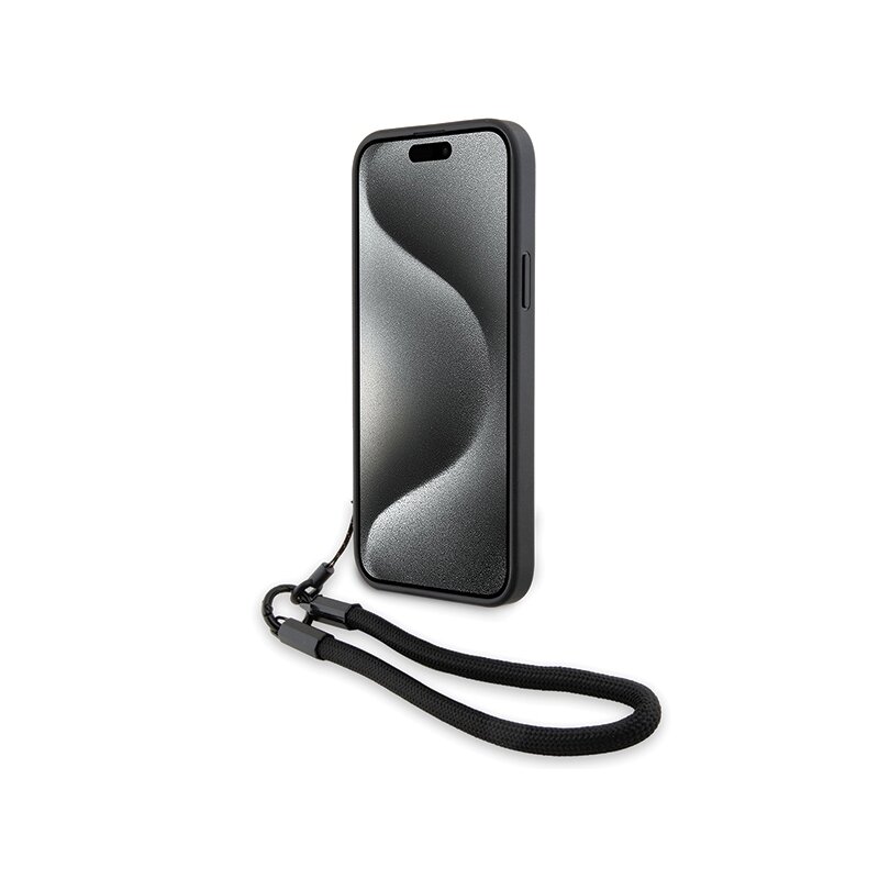 Husa BMW iPhone 15 Plus Signature Leather Wordmark Cord, negru mat, BMHCP15M23RMRLK