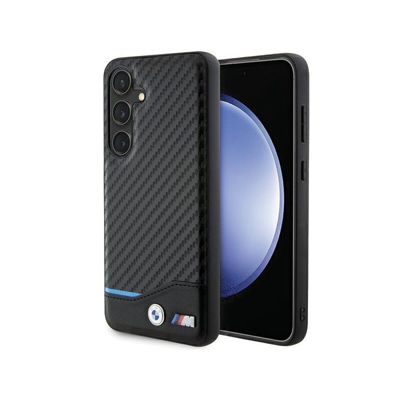 Husa BMW Samsung Galaxy S24 Leather Carbon, negru, BMHCS24S22NBCK