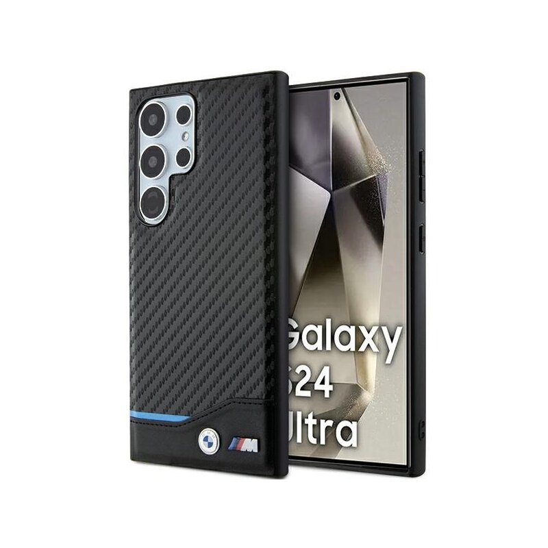 Husa BMW Samsung Galaxy S24 Ultra Leather Carbon, negru, BMHCS24L22NBCK