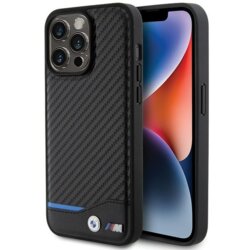 Husa BMW iPhone 15 Pro Max Leather Carbon, negru, BMHCP15X22NBCK