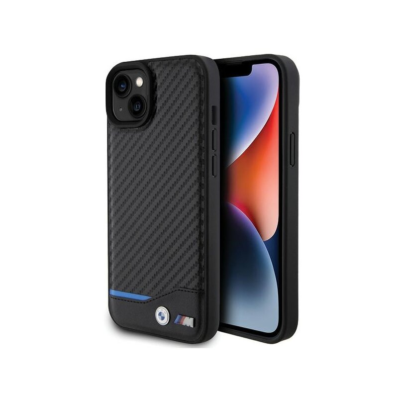 Husa BMW iPhone 15 Plus Leather Carbon, negru, BMHCP15M22NBCK