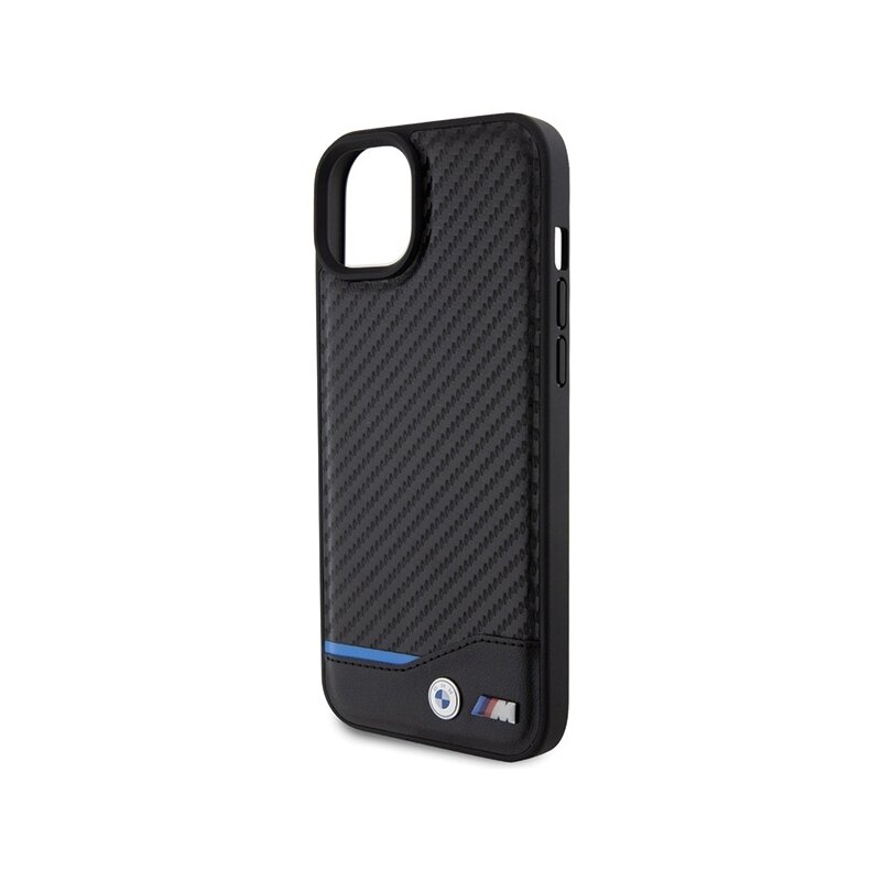 Husa BMW iPhone 15 Plus Leather Carbon, negru, BMHCP15M22NBCK