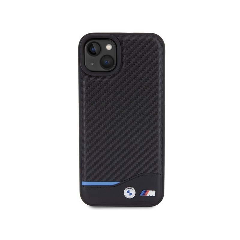 Husa BMW iPhone 15 Plus Leather Carbon, negru, BMHCP15M22NBCK