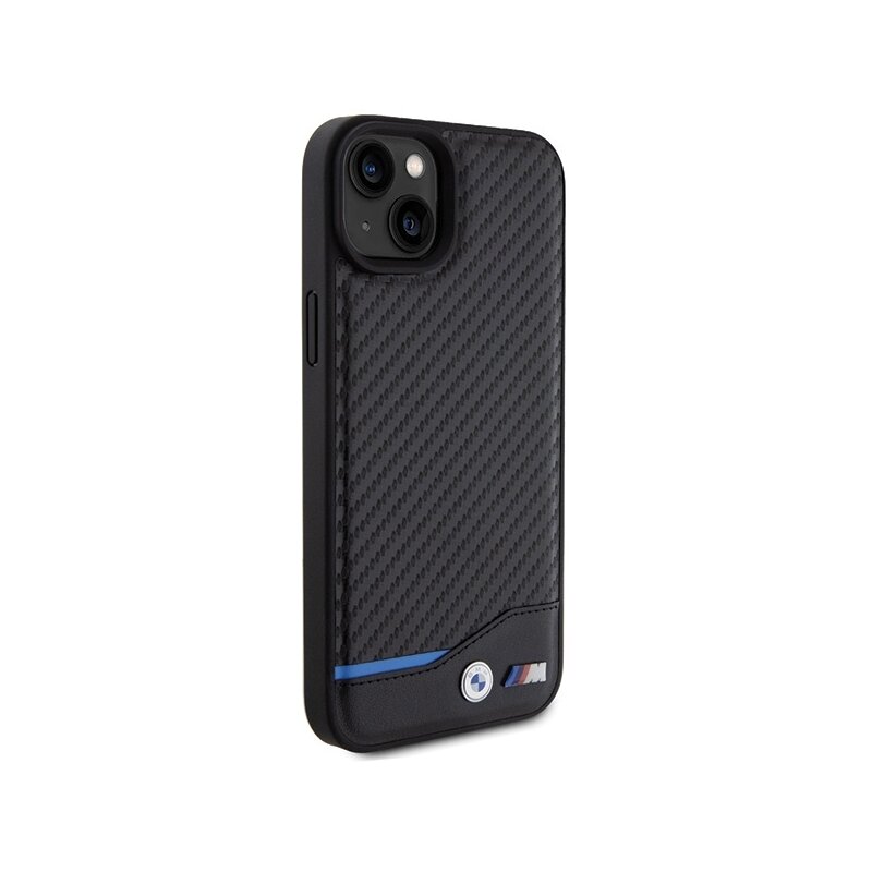 Husa BMW iPhone 15 Plus Leather Carbon, negru, BMHCP15M22NBCK