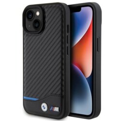 Husa BMW iPhone 15 Leather Carbon, negru, BMHCP15S22NBCK