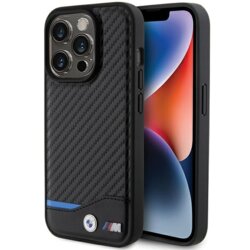 Husa BMW iPhone 15 Pro Max Leather Carbon, negru, BMHMP15X22NBCK
