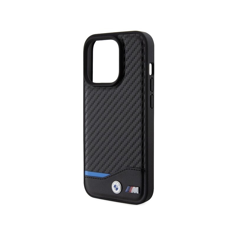 Husa BMW iPhone 15 Pro Max Leather Carbon, negru, BMHMP15X22NBCK