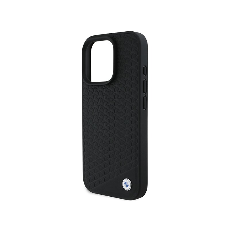 Husa BMW iPhone 16 Pro Max Signature Leather Diamond Metal Logo MagSafe, negru, BMHMP16X23RDDK
