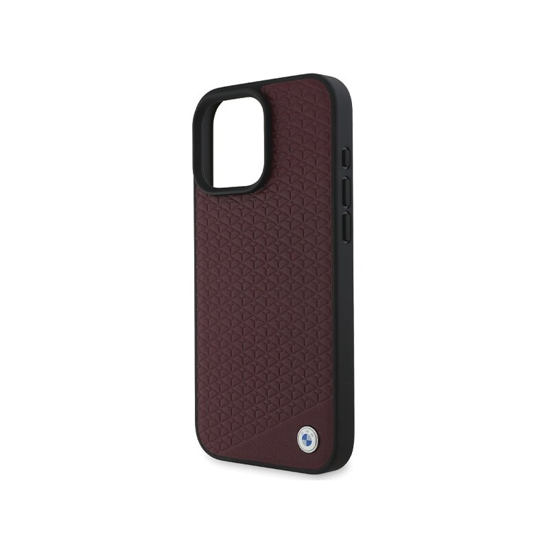 Husa BMW iPhone 16 Pro Max Signature Leather Diamond Metal Logo MagSafe, rosu, BMHMP16X23RDDR