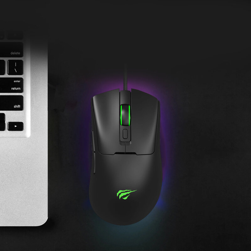 Mouse gaming pentru laptop cu lumini RGB Havit MS966, negru