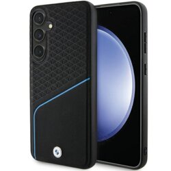 Husa BMW Samsung Galaxy S24 Plus Signature Leather Textured & Line MagSafe, negru, BMHMS24M23RDCLK