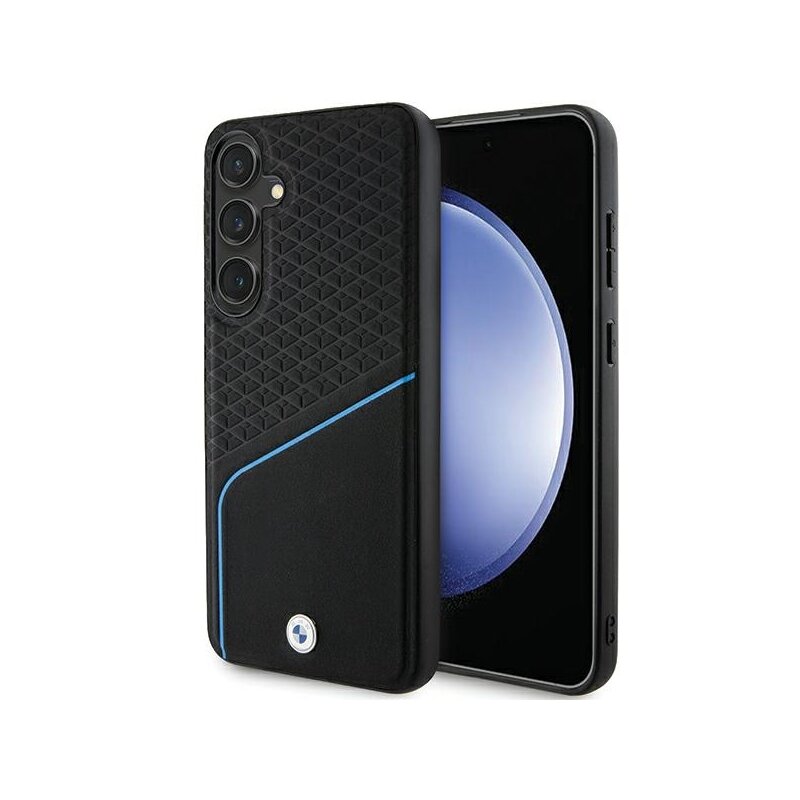 Husa BMW Samsung Galaxy S24 Plus Signature Leather Textured & Line MagSafe, negru, BMHMS24M23RDCLK