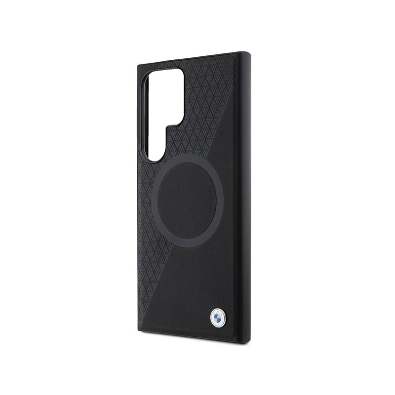 Husa BMW Samsung Galaxy S24 Ultra Signature Leather Half Textured & Circle MagSafe, negru, BMHMS24L23RTPK