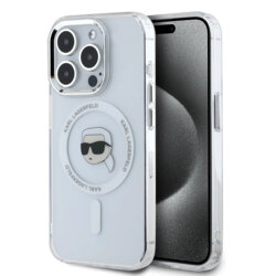 Husa iPhone 16 Pro Max Karl Lagerfeld IML MagSafe, Karl`s Head, alb, KLHMP16XHLSKIH