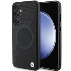 Husa BMW Samsung Galaxy S24 Plus Signature Leather Half Textured & Circle MagSafe, negru, BMHMS24M23RTPK