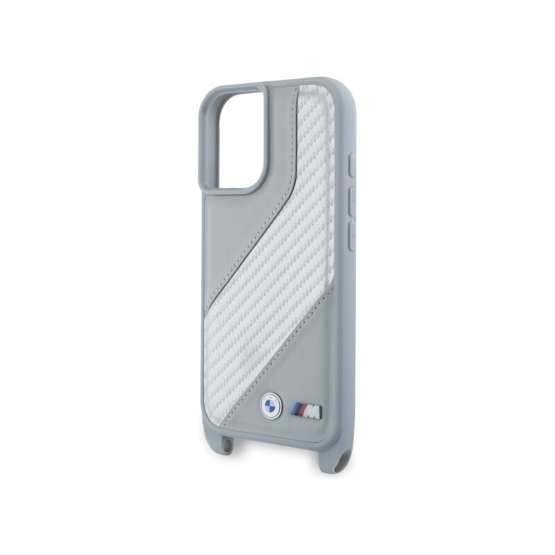 Husa BMW iPhone 16 Leather M Edition Carbon Stripe & Strap, negru, BMHCP16S23PSCCG