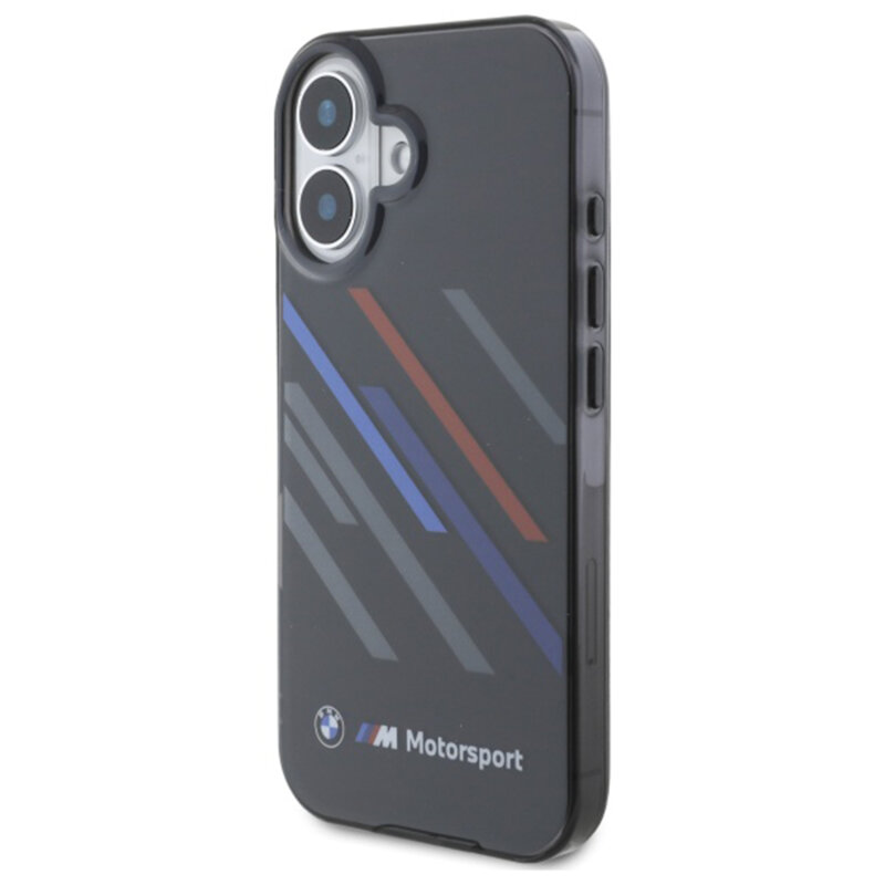 Husa BMW iPhone 16 Hardcase Motorsport IML Random Stripes, negru, BMHCP16S23HTRAK