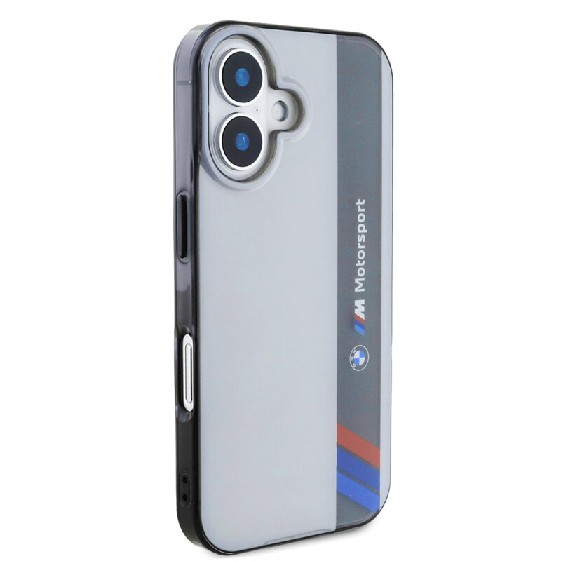 Husa BMW iPhone 16 Plus Hardcase Motorsport IML Vertical Stripe, gri, BMHCP16M23HTFEG