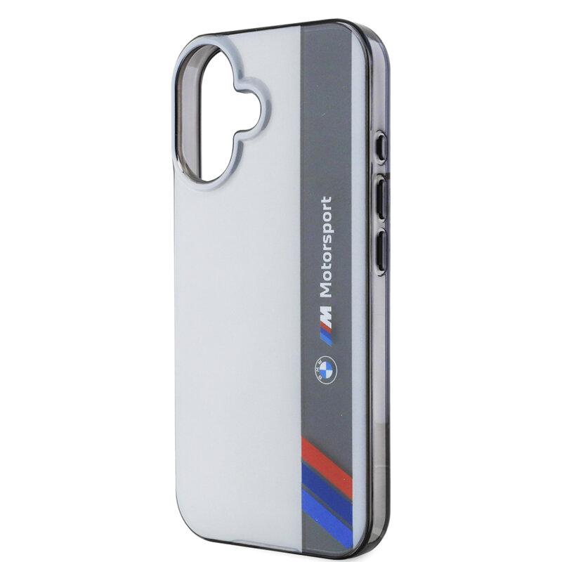 Husa BMW iPhone 16 Plus Hardcase Motorsport IML Vertical Stripe, gri, BMHCP16M23HTFEG