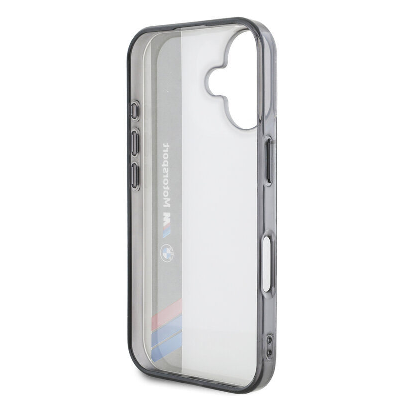 Husa BMW iPhone 16 Plus Hardcase Motorsport IML Vertical Stripe, gri, BMHCP16M23HTFEG