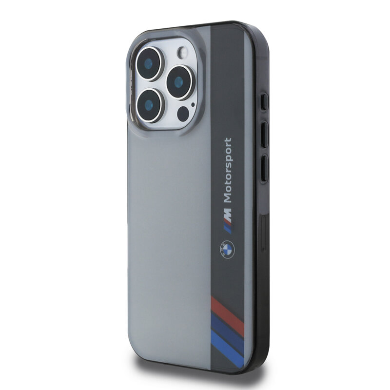Husa BMW iPhone 16 Pro Max Hardcase Motorsport IML Vertical Stripe, gri, BMHCP16X23HTFEG