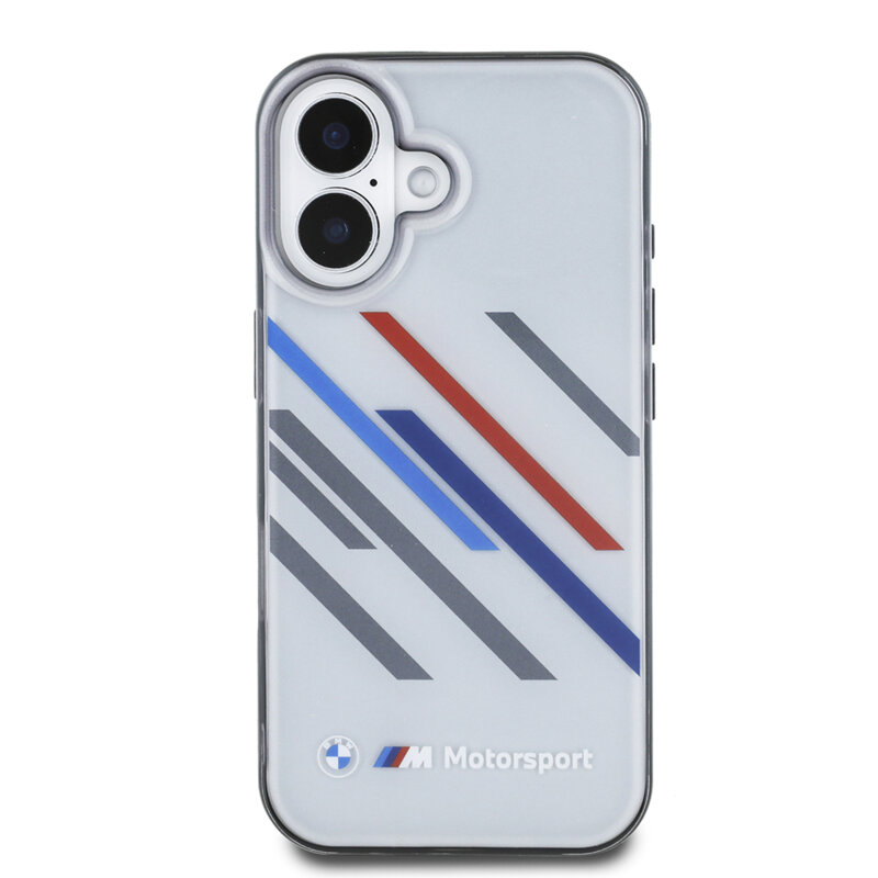 Husa BMW iPhone 16 Hardcase Motorsport IML Random Stripes, gri, BMHCP16S23HTRAG