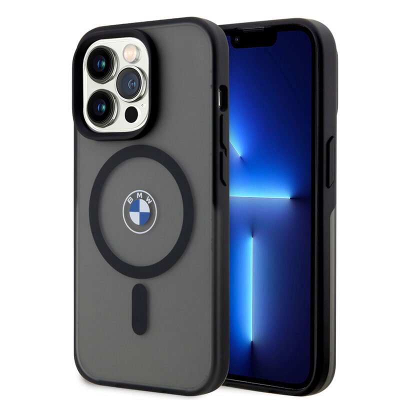 Husa BMW iPhone 15 Pro Hardcase IML Signature MagSafe, negru, BMHMP15LDSLK