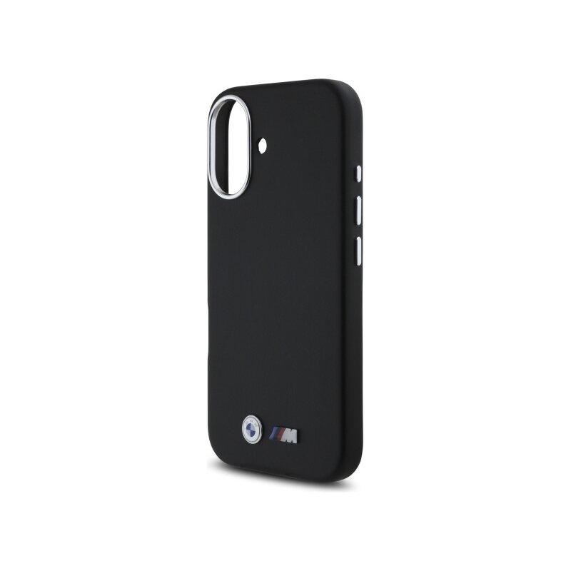 Husa BMW iPhone 16 Leather M Smooth Full Wrapped Metal, negru, BMHCP16S23PMWK