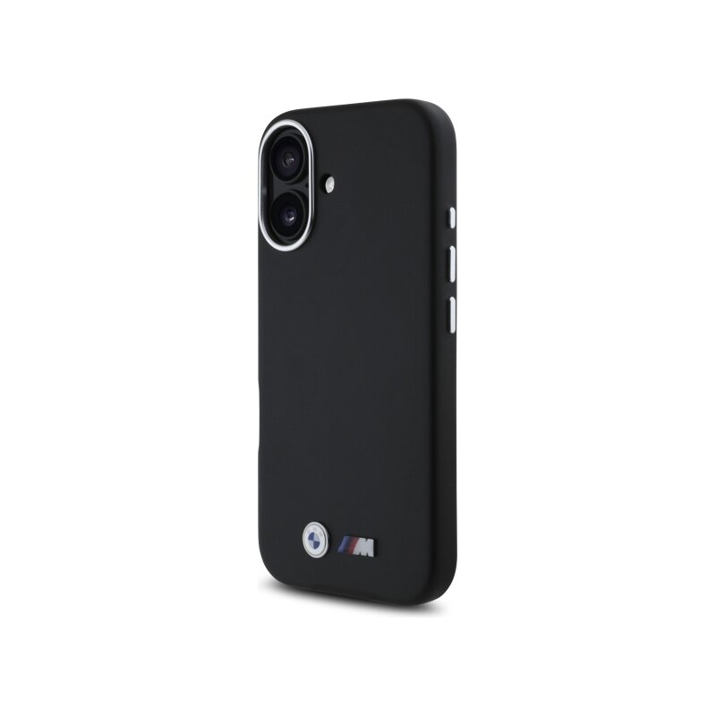 Husa BMW iPhone 16 Leather M Smooth Full Wrapped Metal, negru, BMHCP16S23PMWK