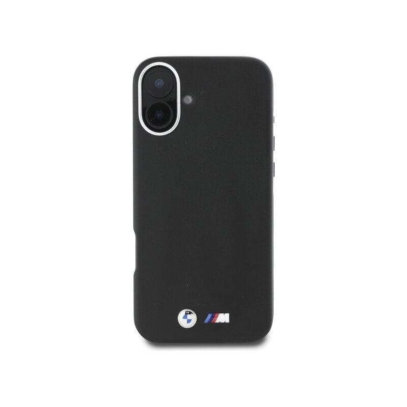 Husa BMW iPhone 16 Plus Leather M Smooth Full Wrapped Metal MagSafe, negru, BMHMP16M23PMWK