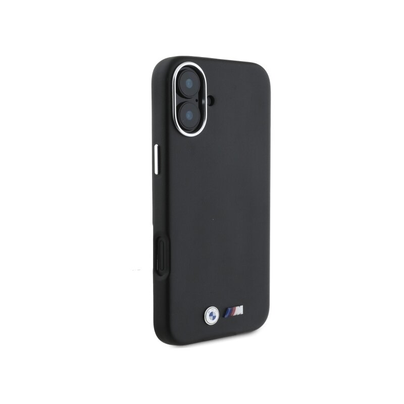 Husa BMW iPhone 16 Plus Leather M Smooth Full Wrapped Metal MagSafe, negru, BMHMP16M23PMWK