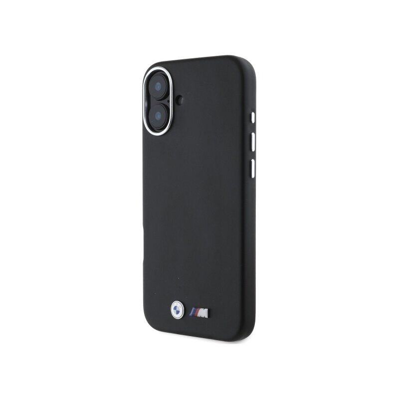 Husa BMW iPhone 16 Plus Leather M Smooth Full Wrapped Metal MagSafe, negru, BMHMP16M23PMWK
