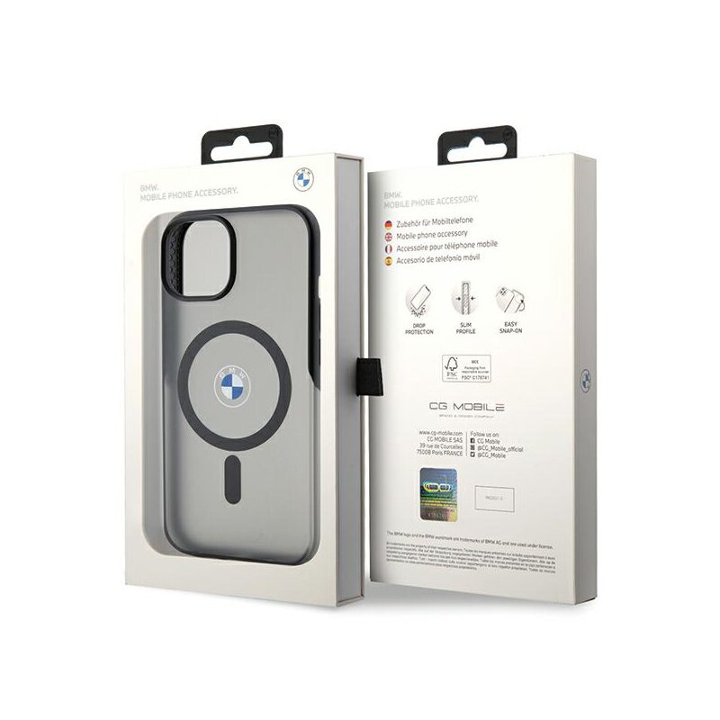 Husa BMW iPhone 15 Plus Hardcase IML Signature MagSafe, negru, BMHMP15MDSLK