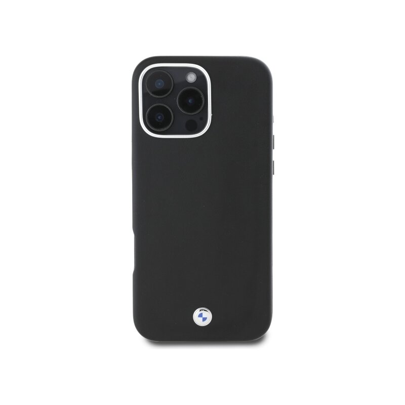 Husa BMW iPhone 16 Pro Leather Sign Full Wrapped Metal MagSafe, negru, BMHMP16L23PUFWK