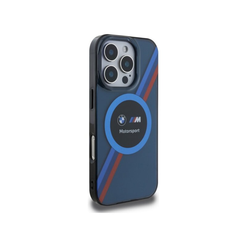 Husa BMW iPhone 16 Pro Hardcase Motorsport IML Circle MagSafe, bleumarin, BMHMP16L23HTPUV
